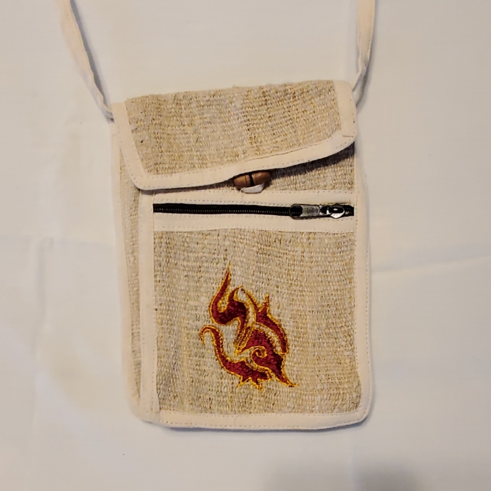Natural Hemp Bag Purse Crossbody Passport Nepal